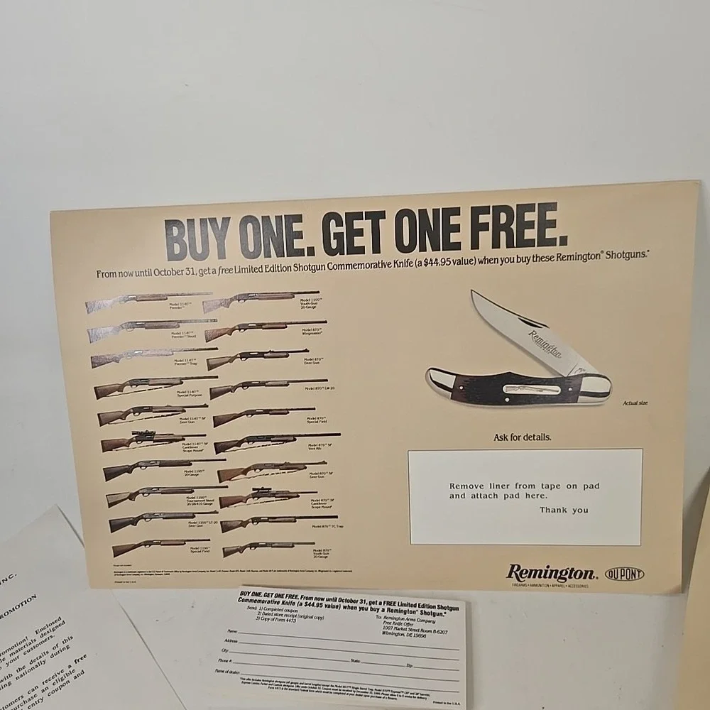 1990 Remington‎ Shotguns Store Counter Display, Poster, And Promo Items